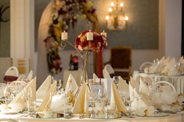 istock Beautiful wedding decoration in reception room 1218974383