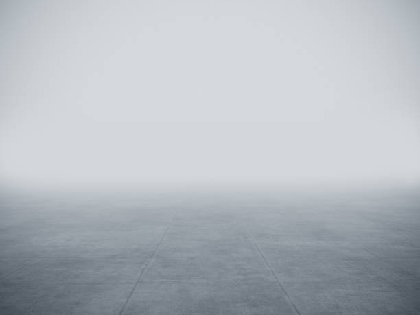 istock Empty concrete floor with mist or fog, white background 1218974989
