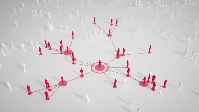 Connected People (Bright, Red) - Social Media, Networking - Coronavirus, Epidemiology, Infectious Disease