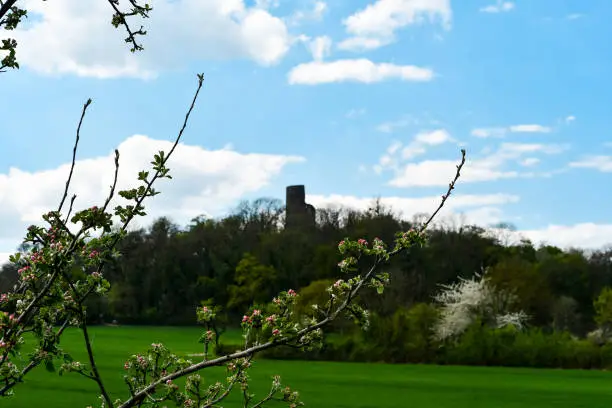 Beautiful spring picture from the Tomburg in Wormersdorf, Germany