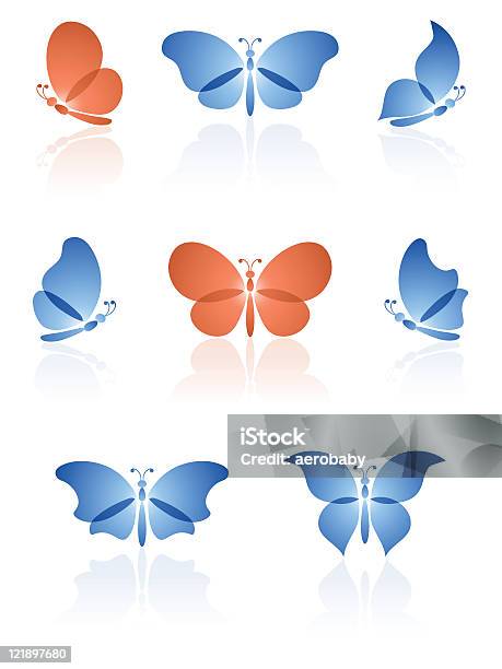Бабочки Набор — стоковая векторная графика и другие изображения на тему Бабочка - Бабочка, Белый фон, Векторная графика