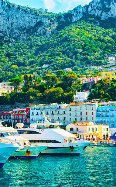 istock Harbor of Capri Island with yachts reflex 1218979758