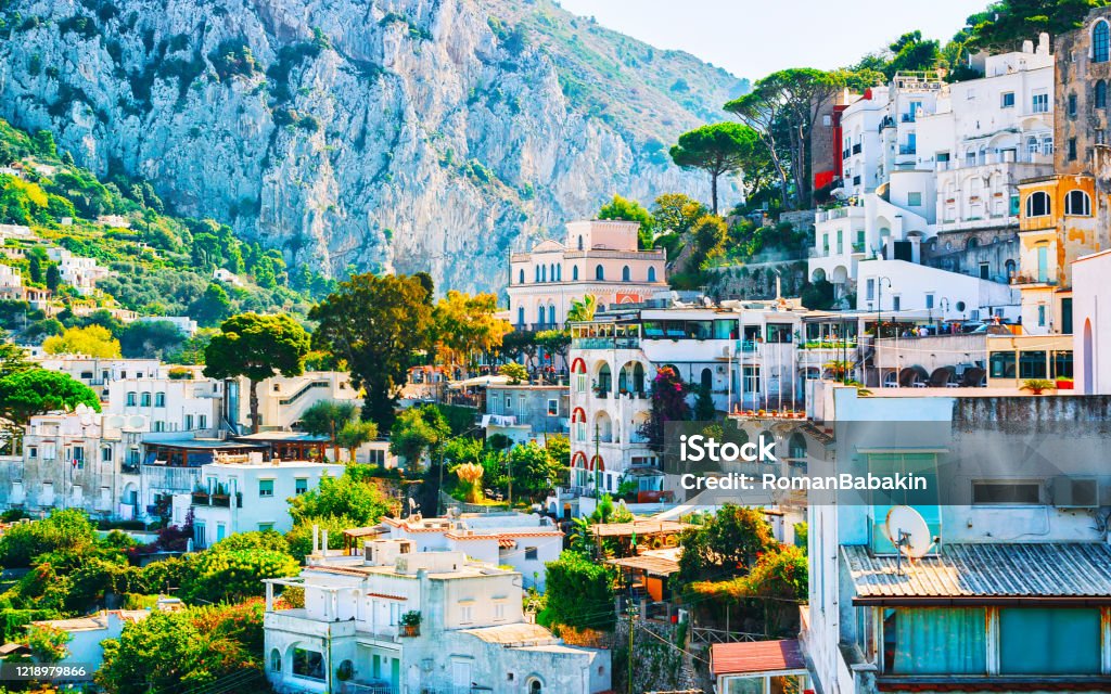 Villas Architecture In Capri Island Reflex Stock Photo - Download Image Now  - Capri, Luxury, Downtown District - iStock