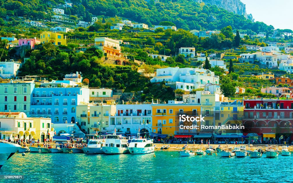 Marina With Boats On Capri Island Town Naples In Italy Reflex