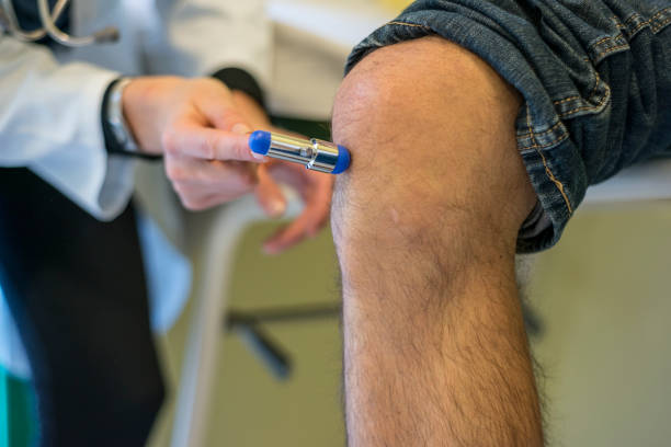 follow-up visit by a female doctor stock photo