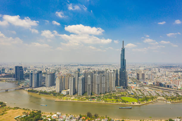 Schöne Stadtansichten von Ho-Chi-Minh-Stadt am Morgen – Foto