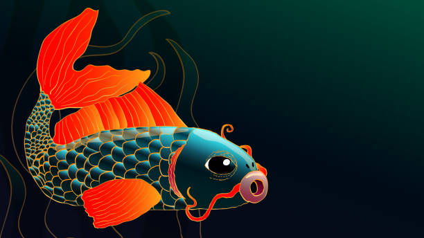 istock Beautiful hand-drawn illustration of a shiny fish. 1218984394