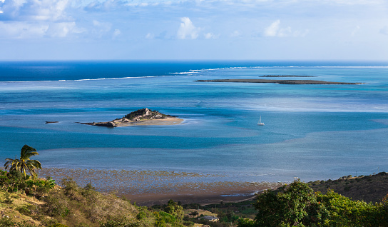 Tropical Landscape on the remote island of Rodrigue in the Indian Ocean, part of the Republic of Mauritius