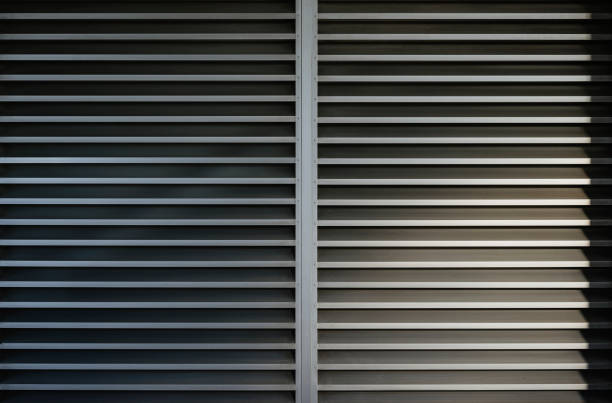 istock Corrugated metal sheet,Slide door ,Roller shutter texture 1218988841