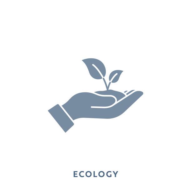 экология моно цвет плоская икона. пиксель совершенный. - leaf human hand computer icon symbol stock illustrations