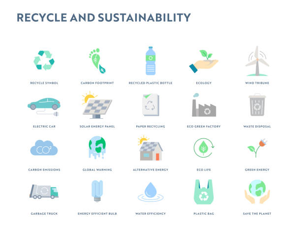 Recycle and Sustainability Flat Icon Set. Pixel Perfect. Recycle and Sustainability Flat Icon Set. Pixel Perfect. responsible business illustrations stock illustrations