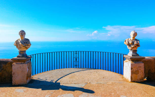 Sculptures at terrace in Ravello village reflex
