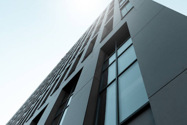 istock Abstract view of a modern building facade. Perspective of a office skyscraper 1218992432