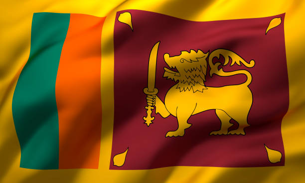 istock Flag of Sri Lanka blowing in the wind 1218993310
