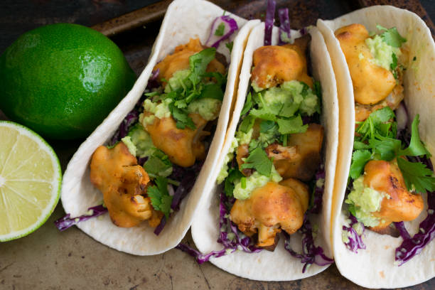 istock Buffalo Cauliflower Tacos with Avocado Crema 1218993451