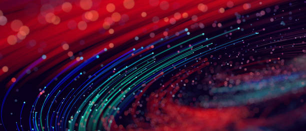 la tecnologia colorata astratta linee flusso di big data - fractal abstract science energy foto e immagini stock