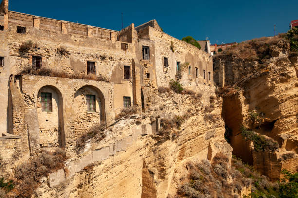 istock The old abandoned prison in the historic Palazzo d'Avalos on the Terra Murata cliffs, Procida Island, Italy 1218997207
