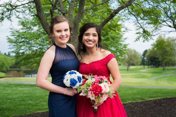 Best friends dressed for prom