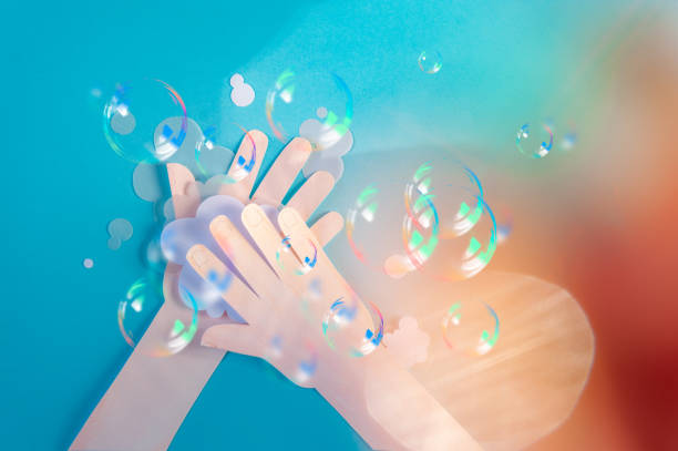 istock Washing hand with soap and soapbubbles. 1218999606