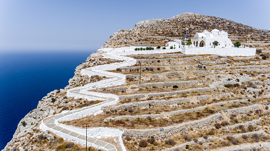 Church of Panagia from above Folegandros Island Cyclades Greece