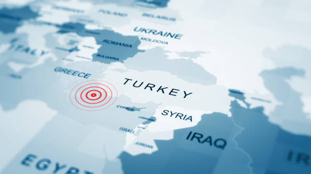 터키 지도 에게 해, 지중해 지진 - turkey earthquake stock illustrations