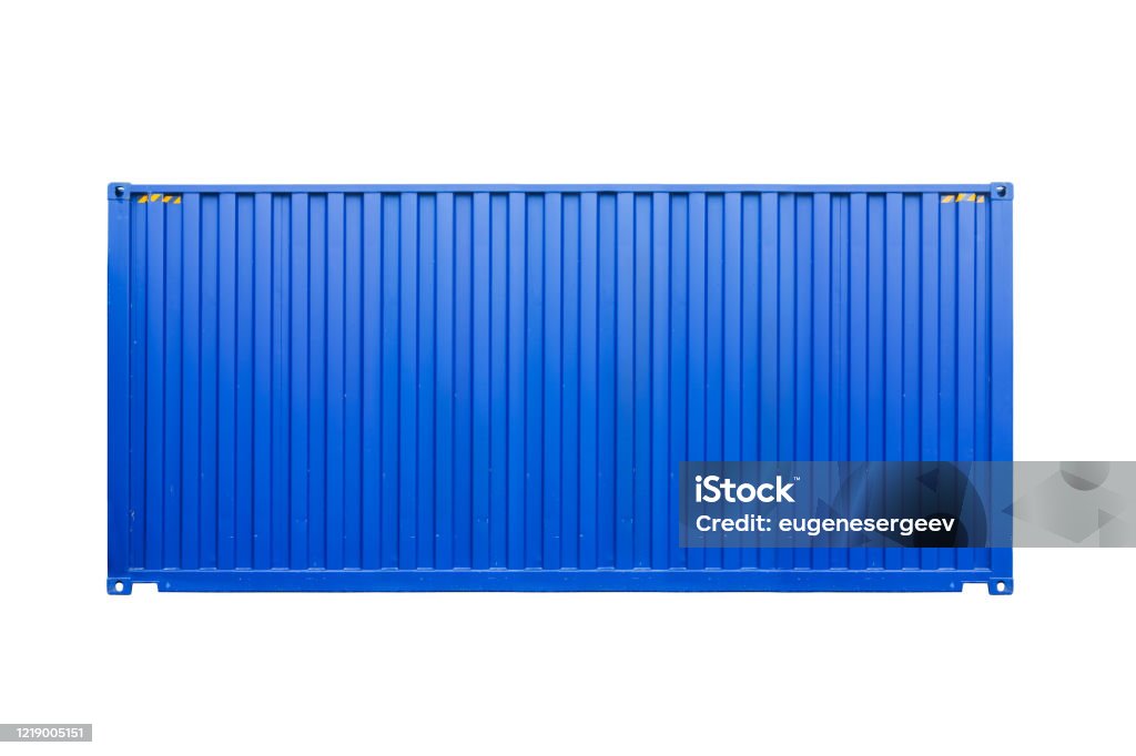 Container Single Blue Standard Blue Cargo Container Isolated On White Stock Photo - Download ...
