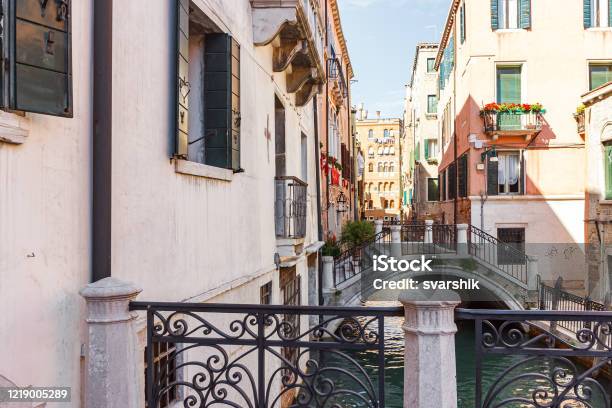 Bridges Over A Narrow Canal In The Old Town Of Venice Italy Stock Photo - Download Image Now