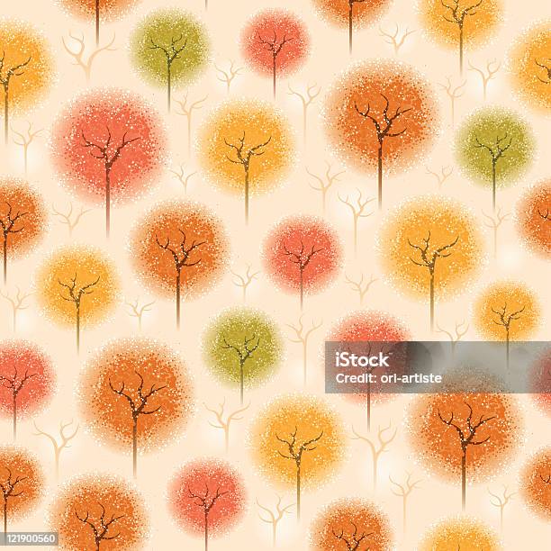 Seamless Pattern Di Albero Autunno - Immagini vettoriali stock e altre immagini di Astratto - Astratto, Morbidezza, Secco