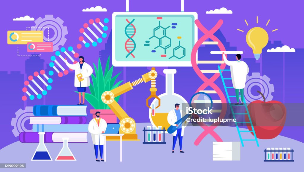 Ilustración de Ilustración De Vectores De Adn De Ingeniería Genética Dibujos Animados Planos Pequeños Genetistas Trabajan Cambiando El Genoma Humano Investigación Biotecnológica y más Vectores Libres de Derechos de Viñeta - iStock Ilustración de Ilustración De Vectores De Adn De Ingeniería Genética Dibujos Animados Planos Pequeños Genetistas Trabajan Cambiando El Genoma Humano Investigación Biotecnológica y más Vectores Libres de Derechos de Viñeta - iStock