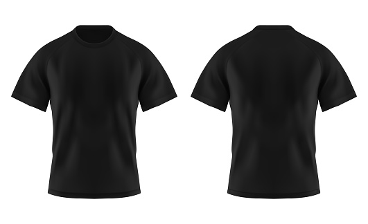 Front And Back Of Blank Black Tshirt For Man Stock Illustration Download Image - Rear View, T-Shirt, Back -