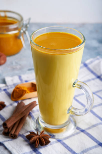 istock Turmeric milk. Cooked golden milk in a glass 1219013877