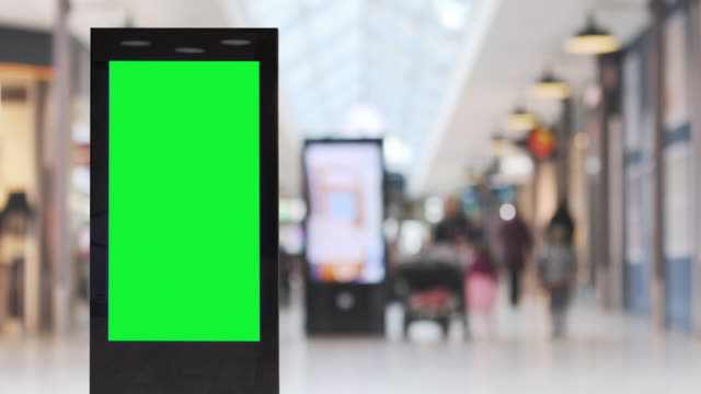 Blank electronic billboard in a shopping area