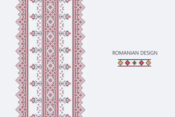 Vector illustration of Romanian vertical border