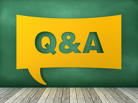 Speech Bubble with Q&A Word on Chalkboard - 3D Rendering