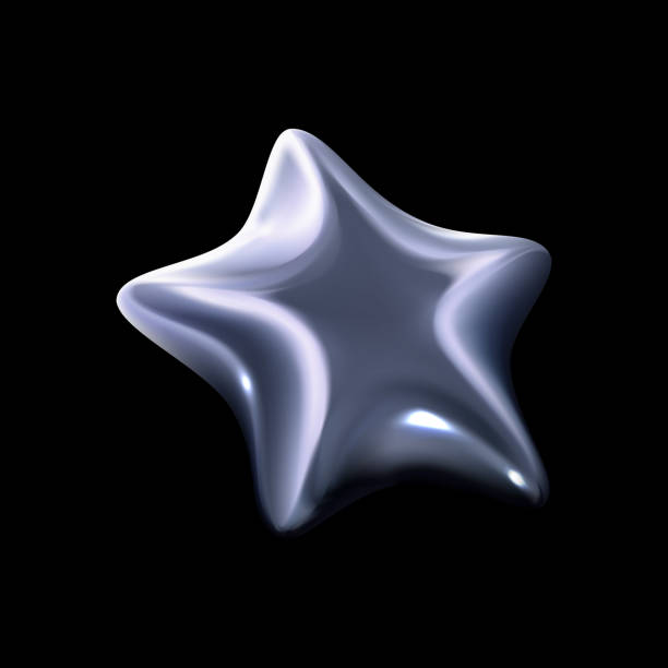 istock Vector illustration of 3d shiny crystal silver star with sparkles on dark transparent background 1219020548