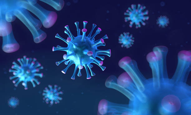 istock Microscopic view of a infectious virus. Corona COVID-19. 3D Rendering 1219022858