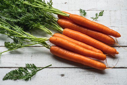 Bunch of homegrown organic carrots.