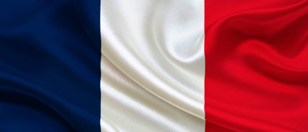 istock Fabric or silk texture flag  France 1219026306