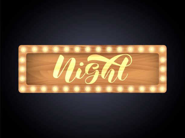 istock Night brush lettering. Vector stock illustration for card or poster 1219026412