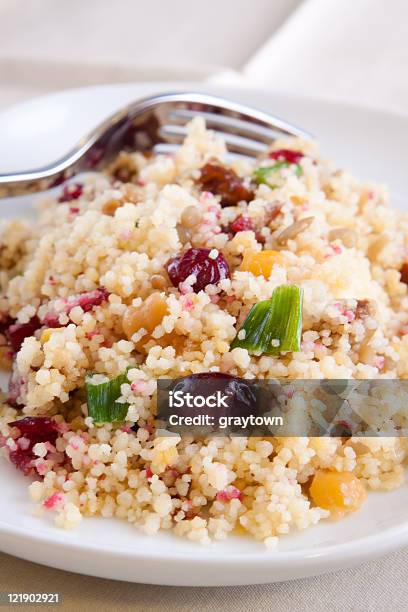 Vegan Salad Cranberry Date Crunch Stock Photo - Download Image Now - Couscous, Cranberry, Bowl
