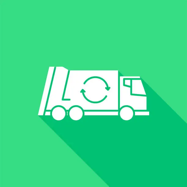 Vector illustration of Garbage Truck Mono Color Flat Icon. Pixel Perfect.