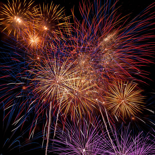 istock Colorful fireworks streaks in the night sky during international 121903665