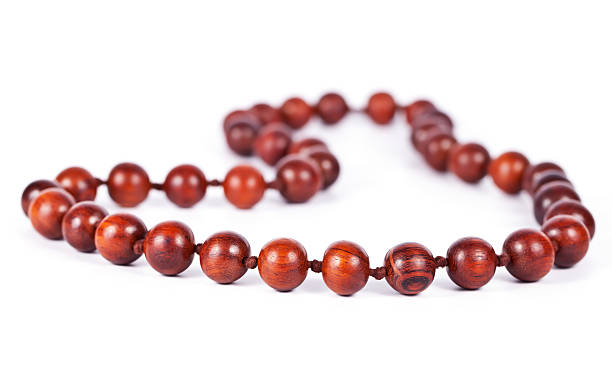 istock Necklace with wooden beads isolated on white background 121903720