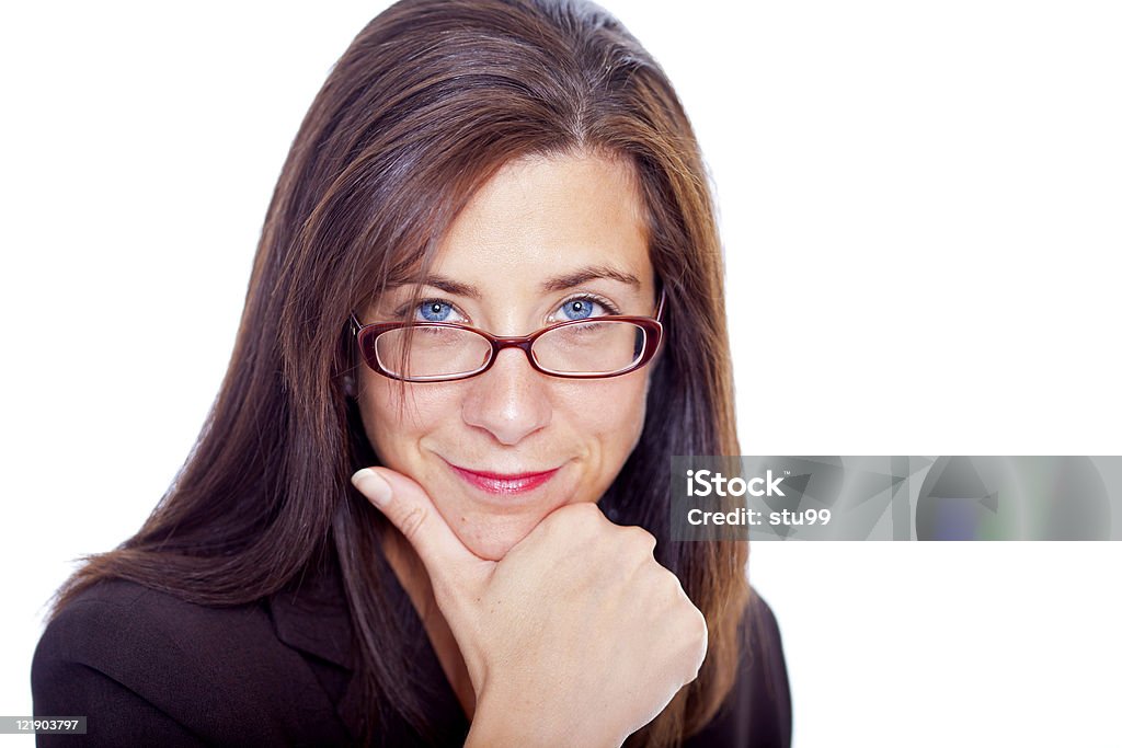 Attractive businesswoman Attractive brunette businesswoman isolated on white background Adult Stock Photo