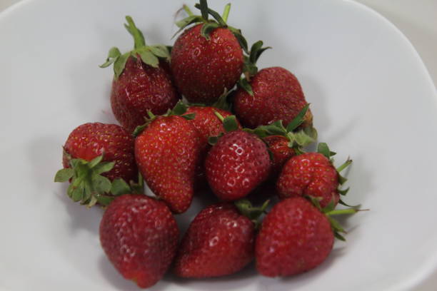 istock Fresh strawberry photos on white background 1219040372