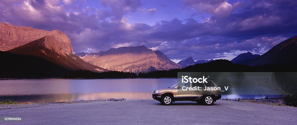 Panoramic SUV and mountains  Car Stock Photo
