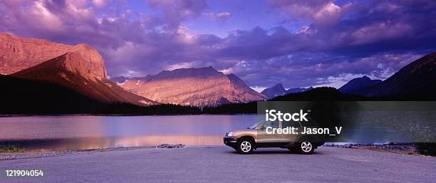 Panoramic Suv And Mountains Stock Photo - Download Image Now - Car, Sports Utility Vehicle, Backgrounds