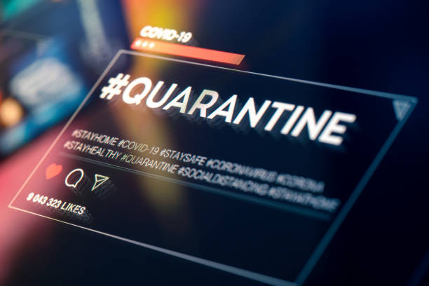 istock #quarantine hashtag for social networks close-up on digital display 1219047233