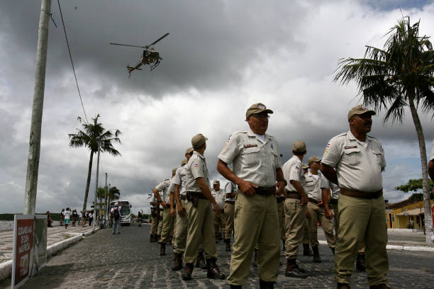porto seguro, bahia / brazil - december 2, 2011: Military police are spotted during the launch of Operation Summer in the city of Porto Seguro.