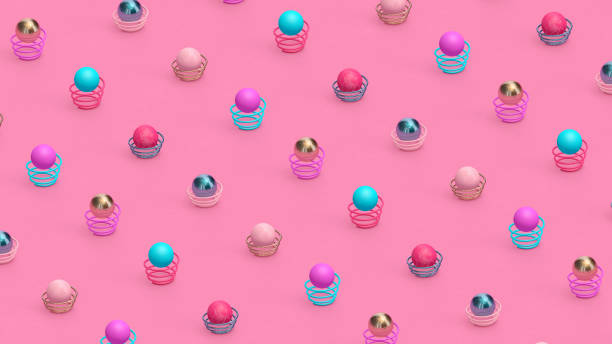 istock Colorful balls and springs. Abstract illustration, 3d rendering. 1219052611